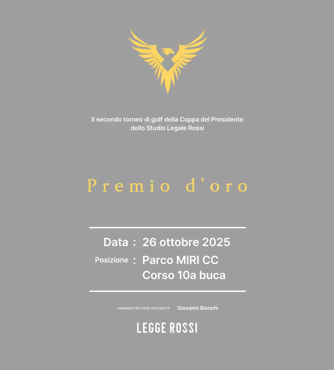 Placca per il torneo di golf con aquila