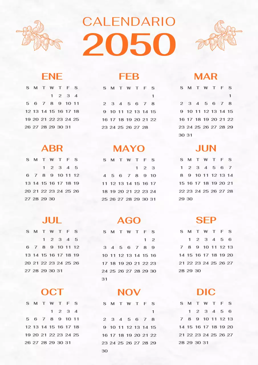 Calendario de eventos vintage en naranja y gris