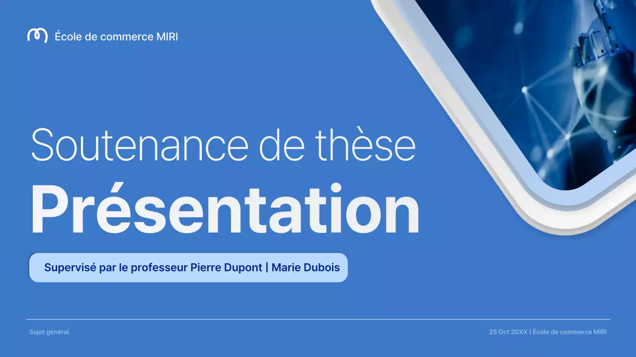 Annonce de soutenance de thèse professionnelle bleue