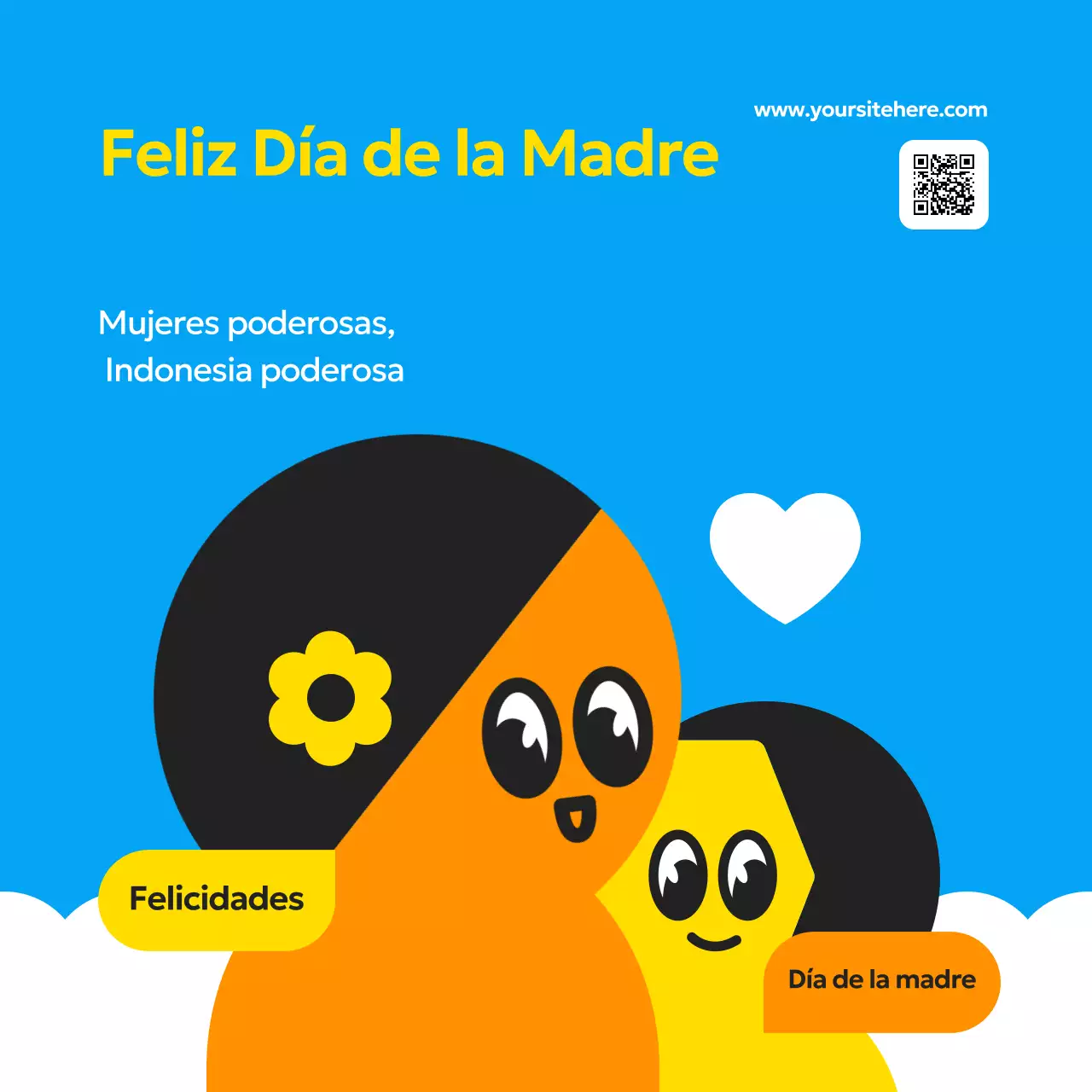 tarjeta de felicitación azul moderna de Indonesia para el día de la madre