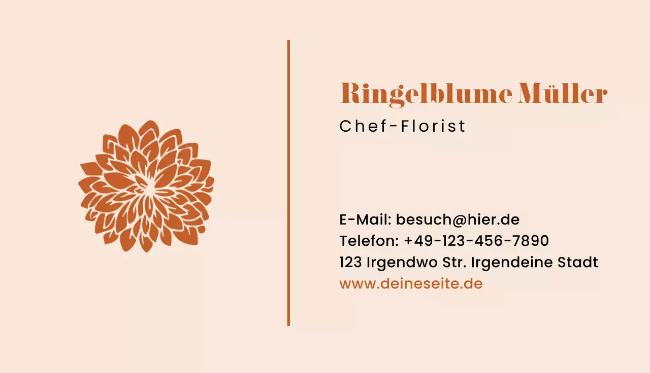 beige elegante florale Visitenkarte