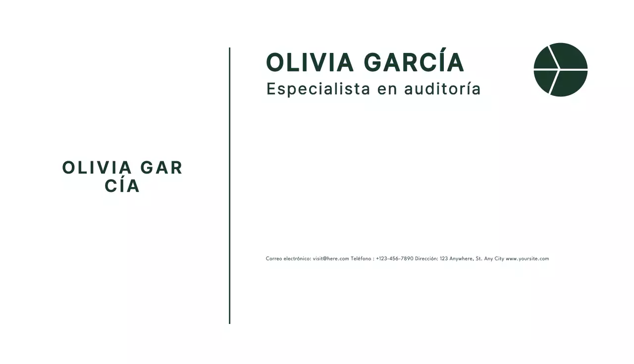 tarjeta de visita minimalista verde