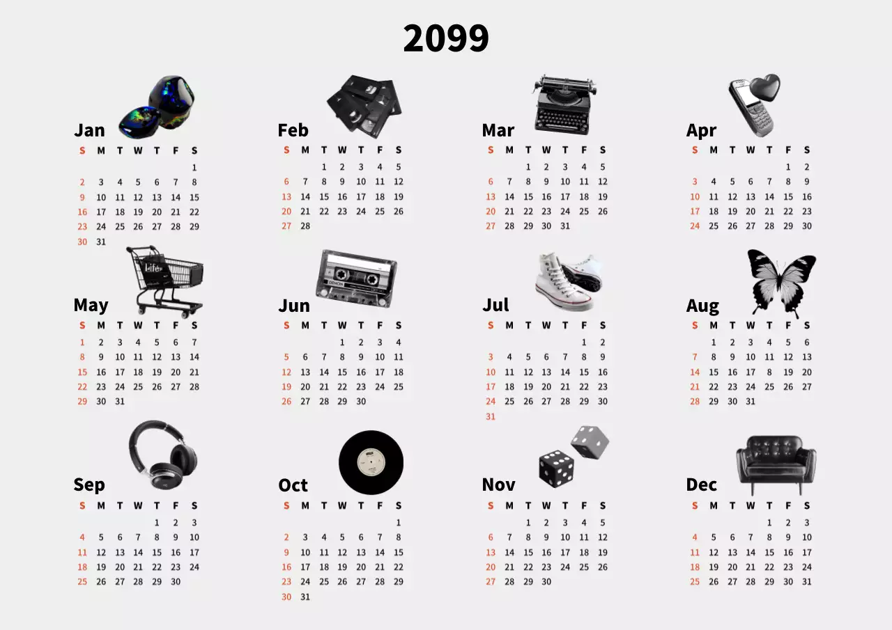 白黒 レトロ カレンダー スケジュール ポスター