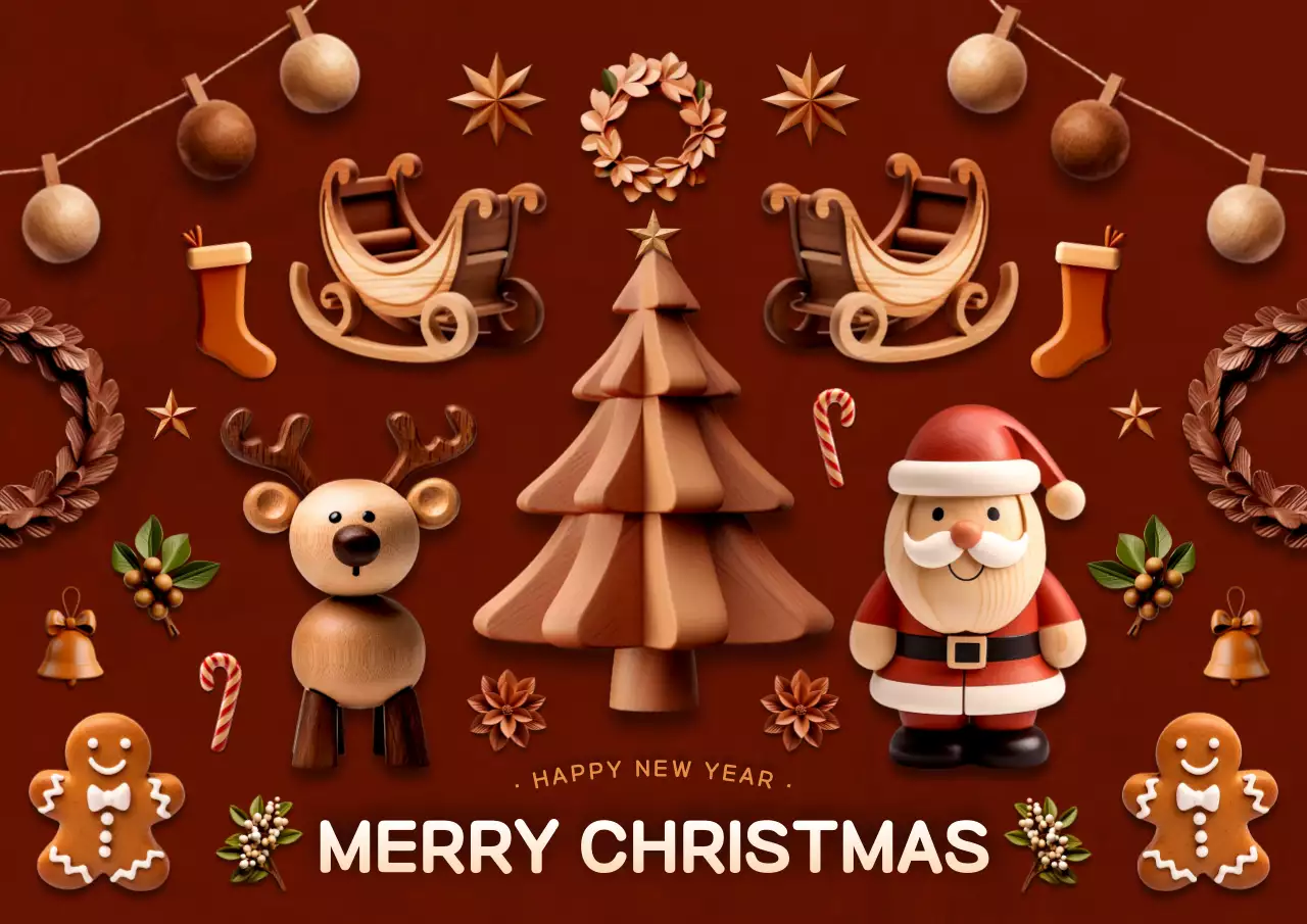 Brown Traditional Christmas Invitation Poster