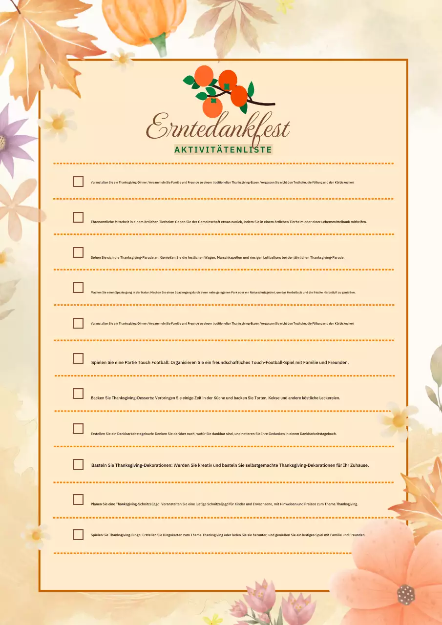 orangefarbener traditioneller Thanksgiving-Planer