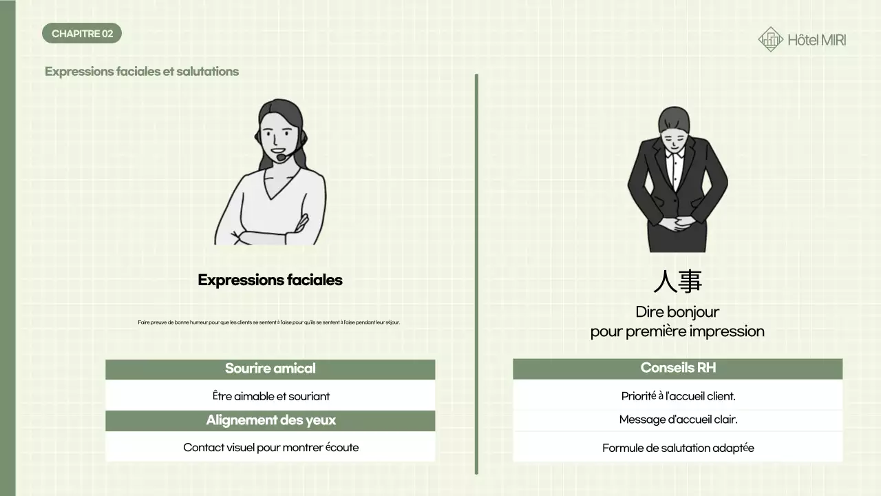 Formation du personnel au code vestimentaire kaki propre et soigné