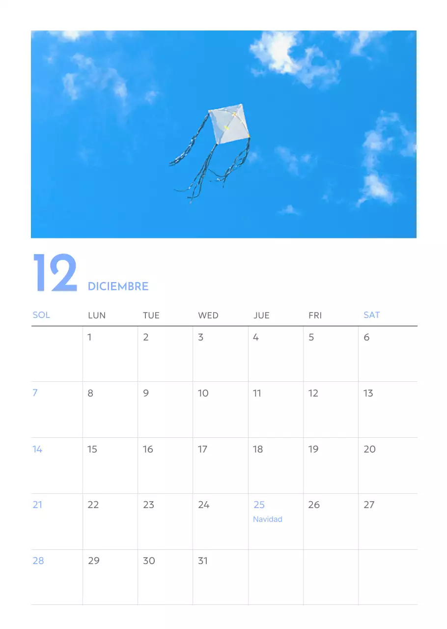 Calendario fotográfico de seguimiento de objetivos con un toque de azul