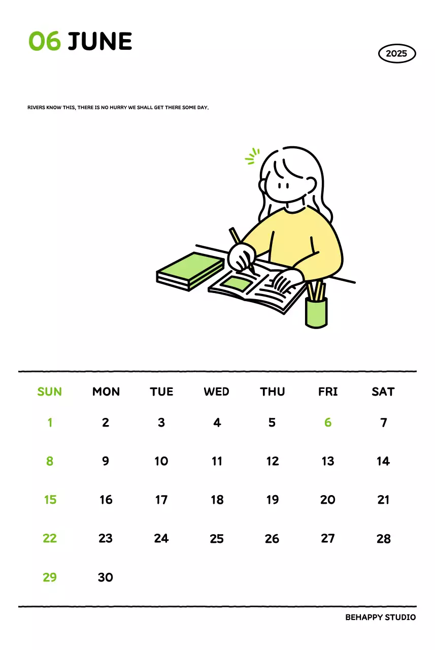 Kalender bergambar dengan gaya garis yang cantik