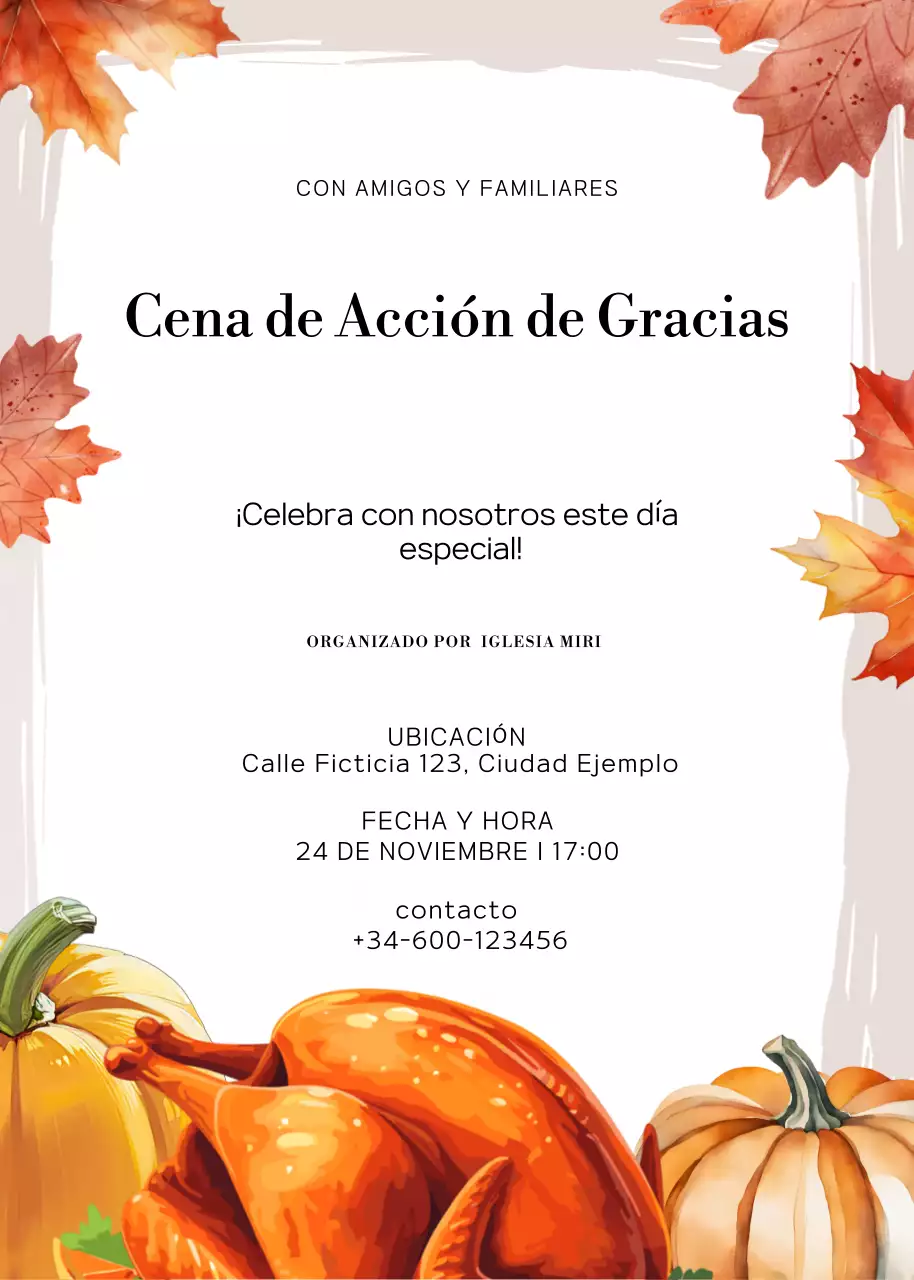 invitación a la cena tradicional naranja