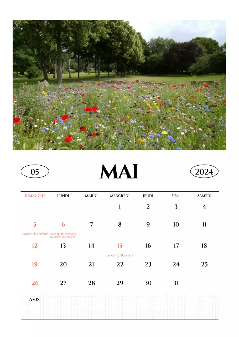 Calendrier mural de style simple avec un concept de photographie de voyage émotionnelle en noir et blanc