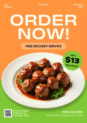 Orange Trendy Food Promotion Poster