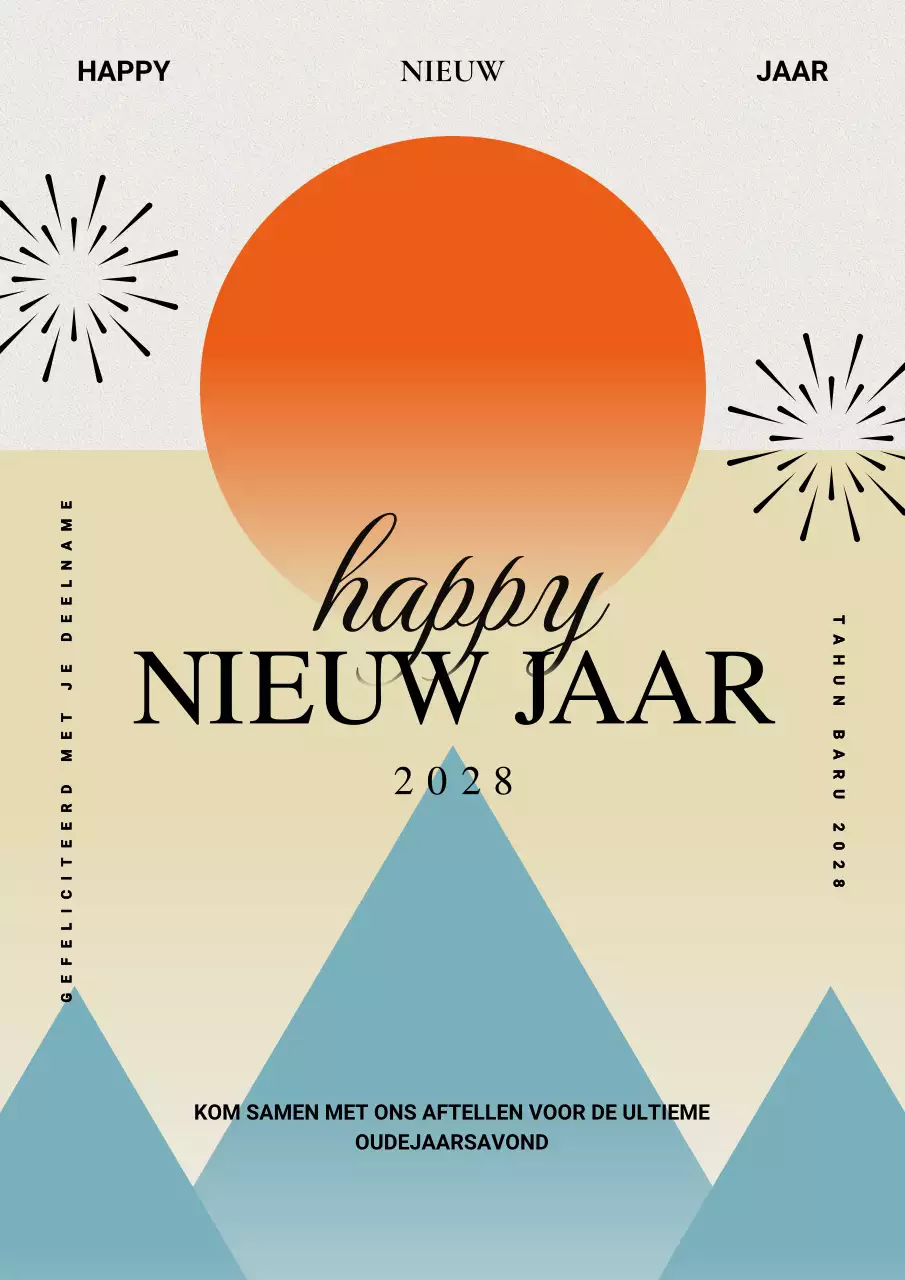 gele abstracte indonesische nieuwjaarskaart