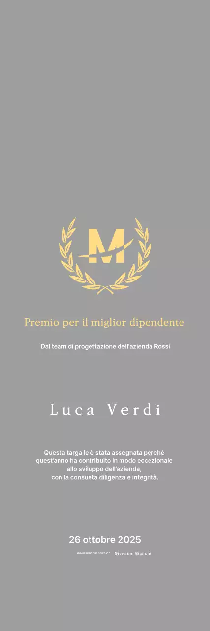 Targa d'iscrizione ordinata con allori