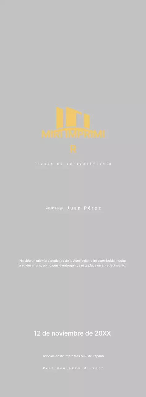 Placa de agradecimiento Gold Neat