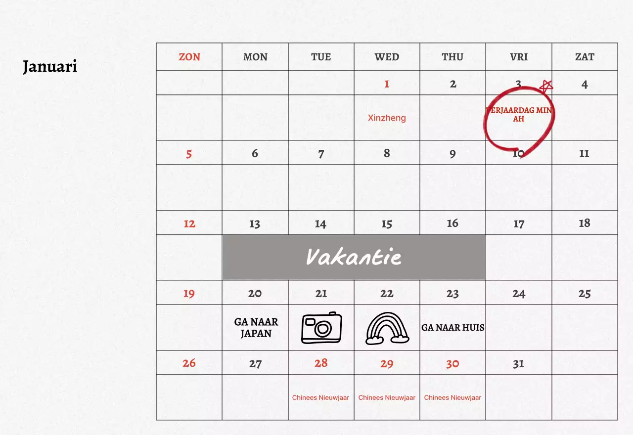 Vintage fotokalender met fotolijstjes