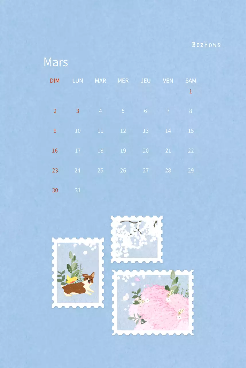 Calendrier du Nouvel An avec illustrations chaleureuses