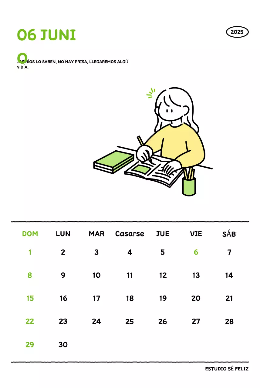 Calendario ilustrado con un bonito estilo de líneas