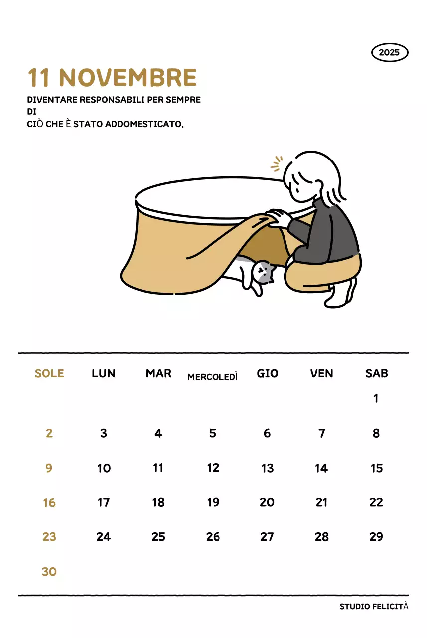 Calendario illustrato con un grazioso stile di linee