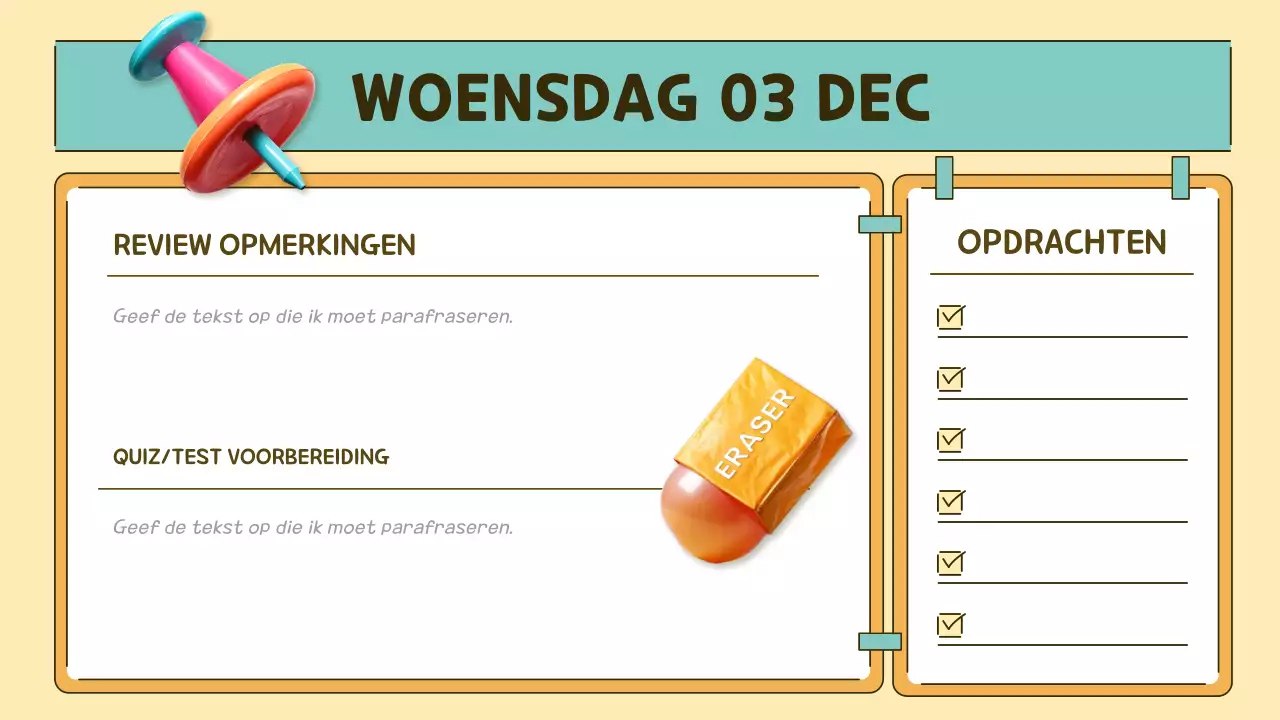 oranje en groene pop klas agenda planner