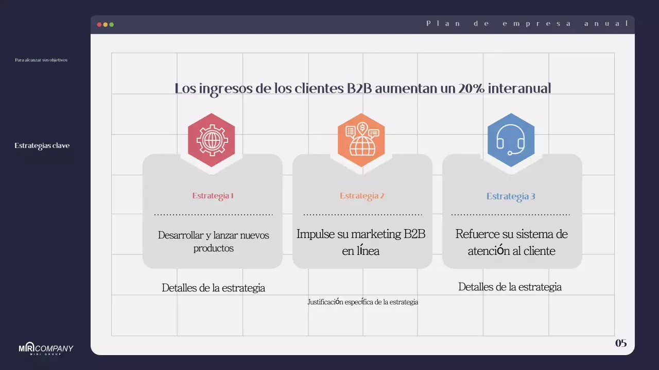 Planificar un plan de negocios moderno en azul marino