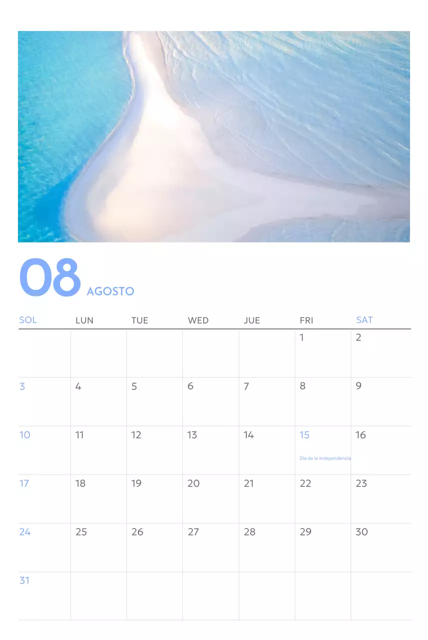 Calendario fotográfico de seguimiento de objetivos con un toque de azul