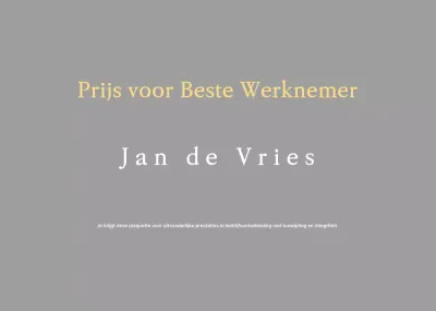 Nette en opgeruimde werknemersplaquette