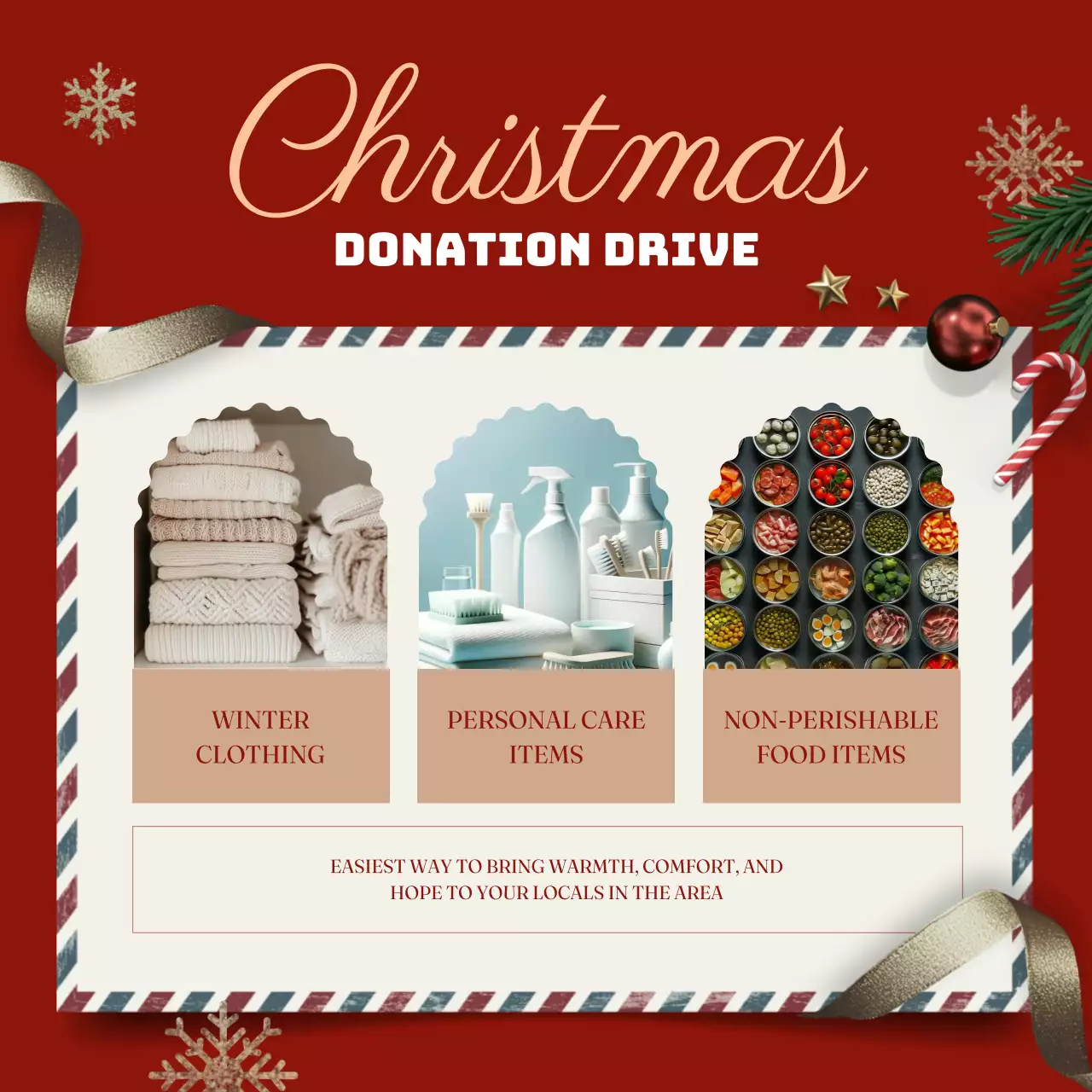 Red Traditional Donation Promotion Social Media Post