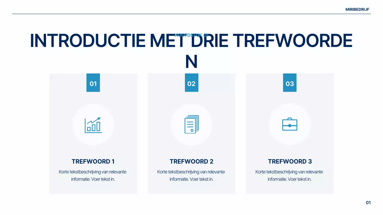 Een eenvoudig globaal bedrijfsplan in wit en blauw