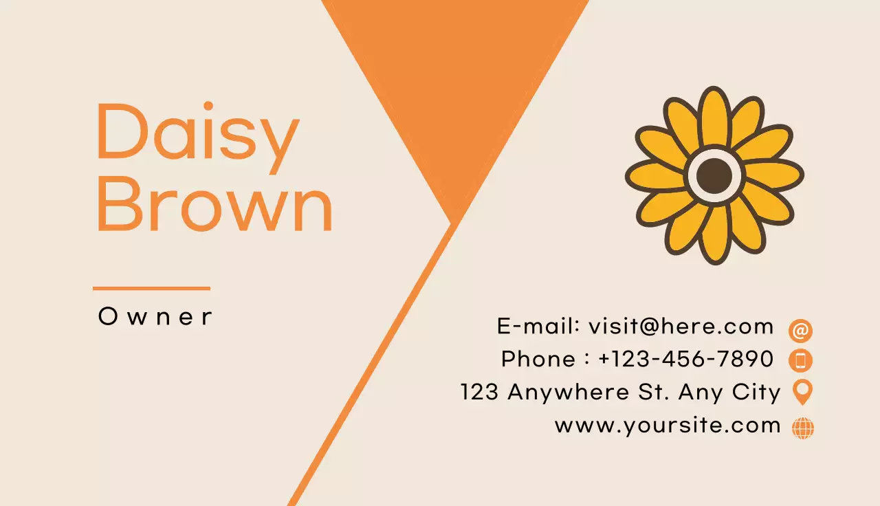 Yellow Minimal Flower Advertisement Business Card