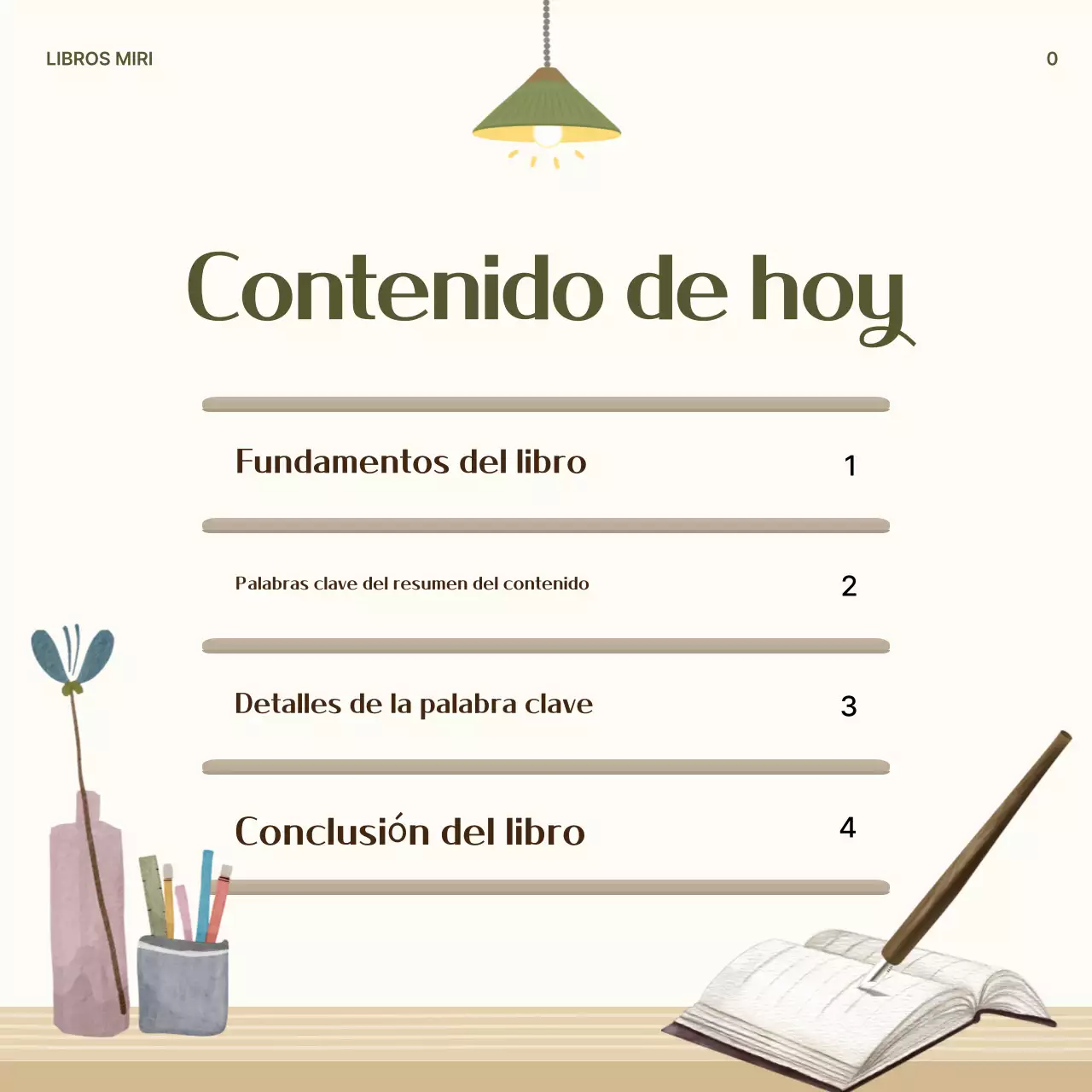Un puesto limpio de resumen de libros en caqui y beige