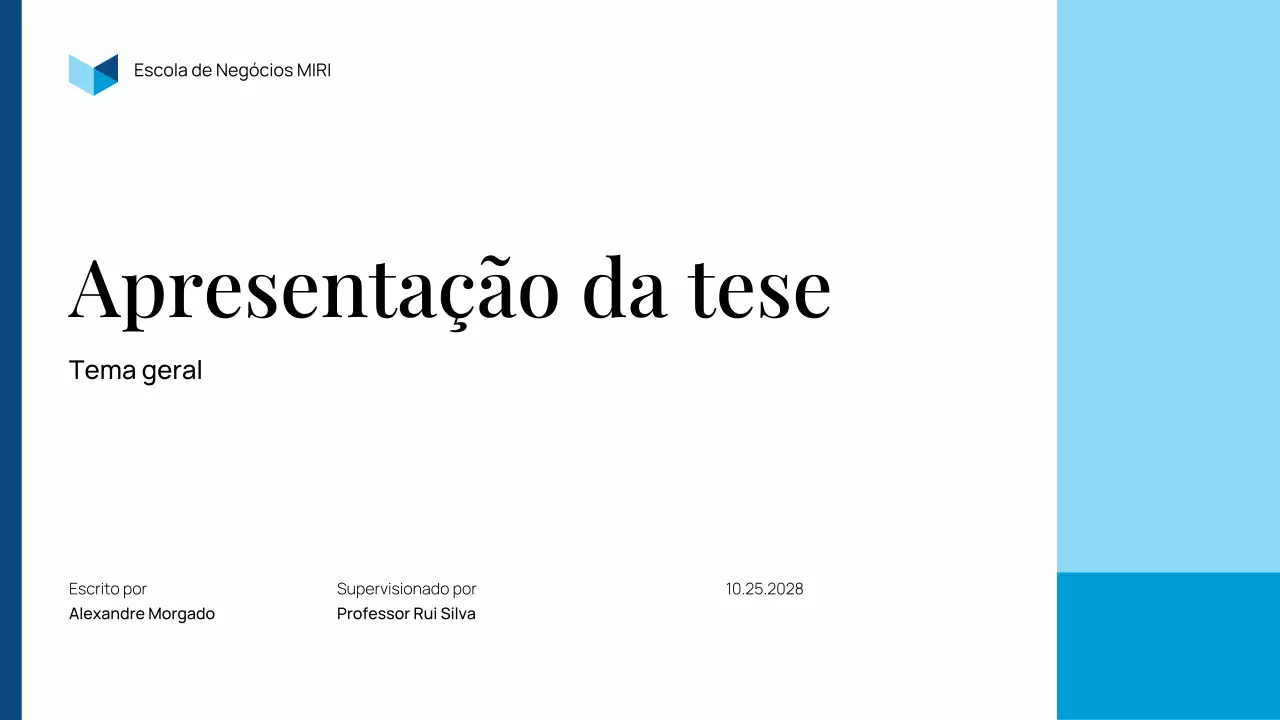 apresentação de tese profissional azul