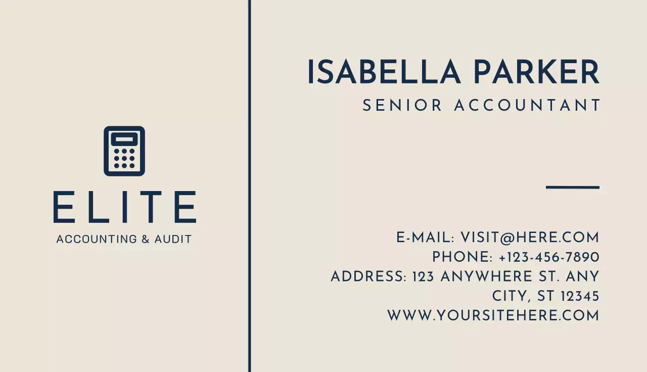 Beige Modern Accounting Business Card
