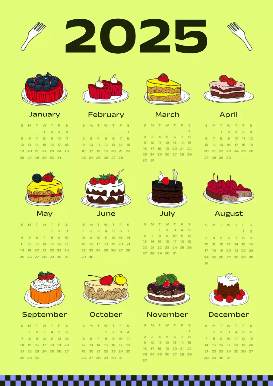 검정과 네온의 키치한 음식 달력