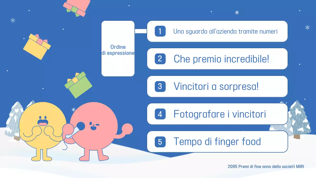 Un annuncio di fine anno in blu e rosa