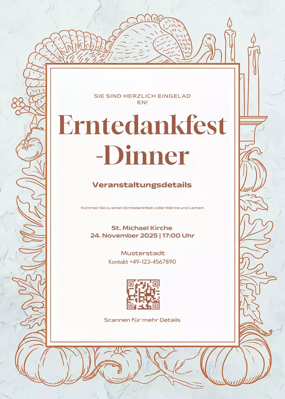 beige traditionelle Einladung zum Erntedankfest