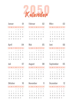 Einfacher handgeschriebener Kalender in Rot und Schwarz