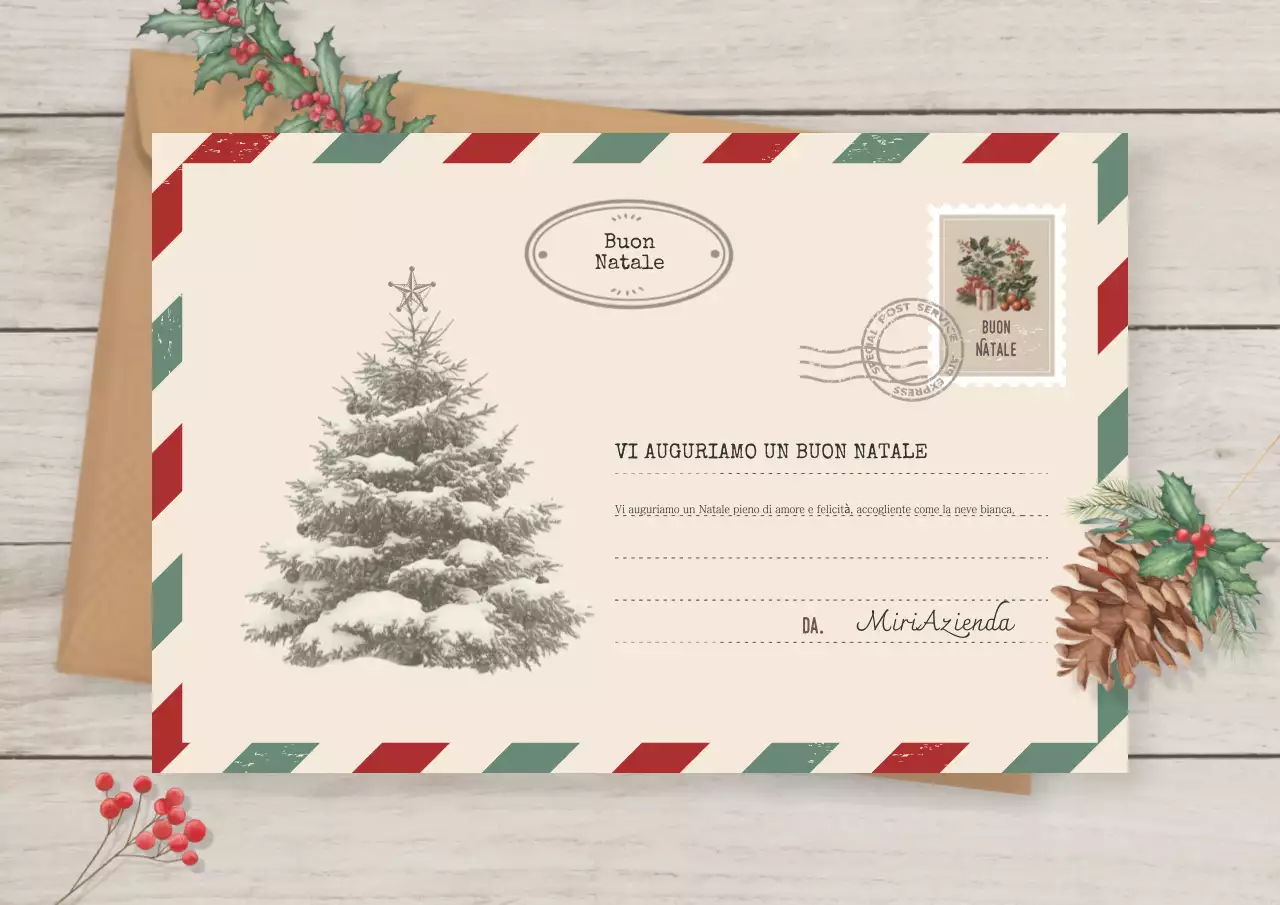 Cartolina natalizia vintage beige