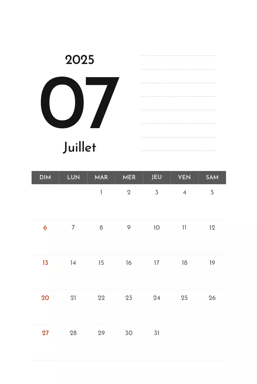 Calendrier d'entreprise simple et gris