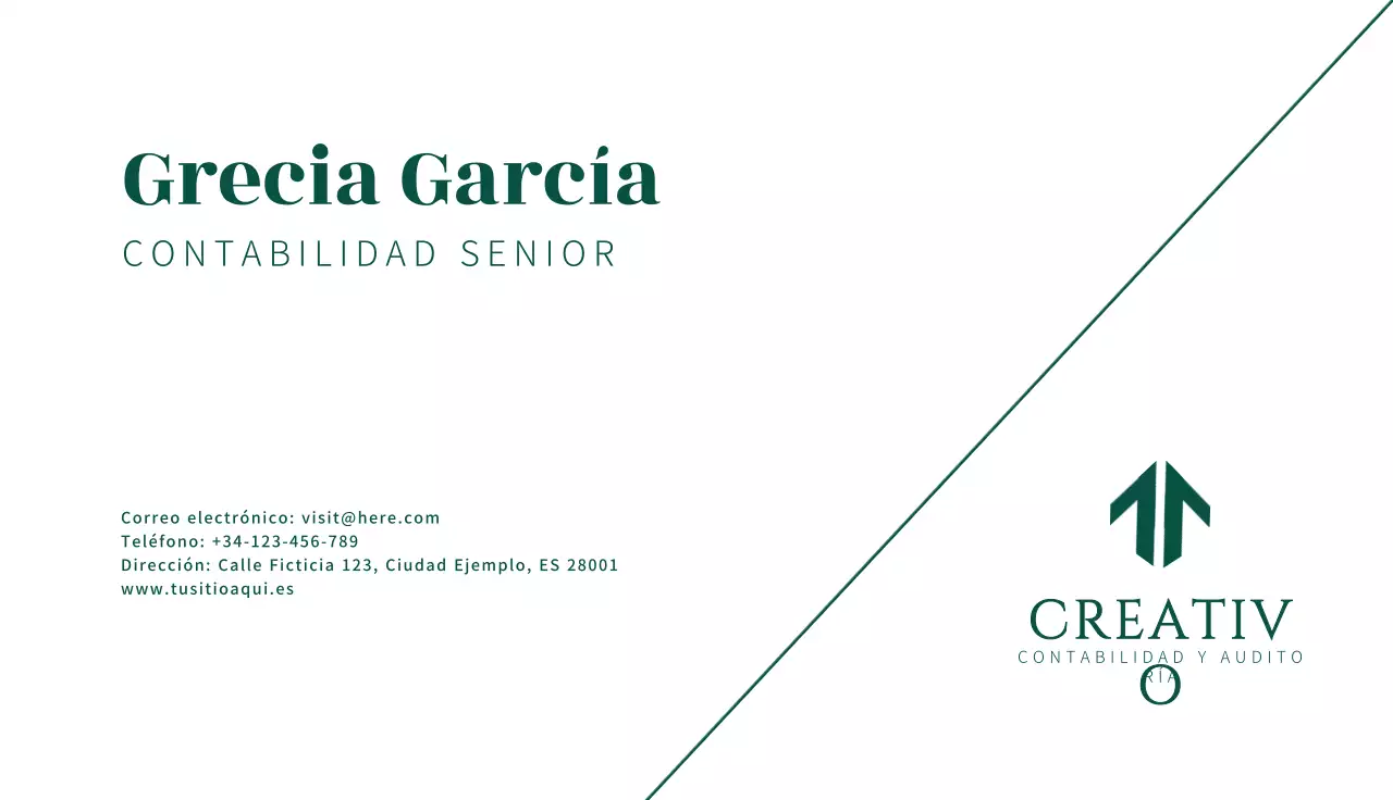 tarjeta de visita minimalista verde