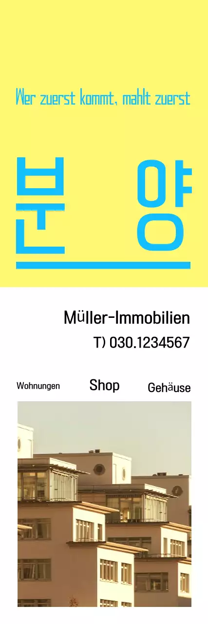 Moderne Immobilienanzeige in Hellblau