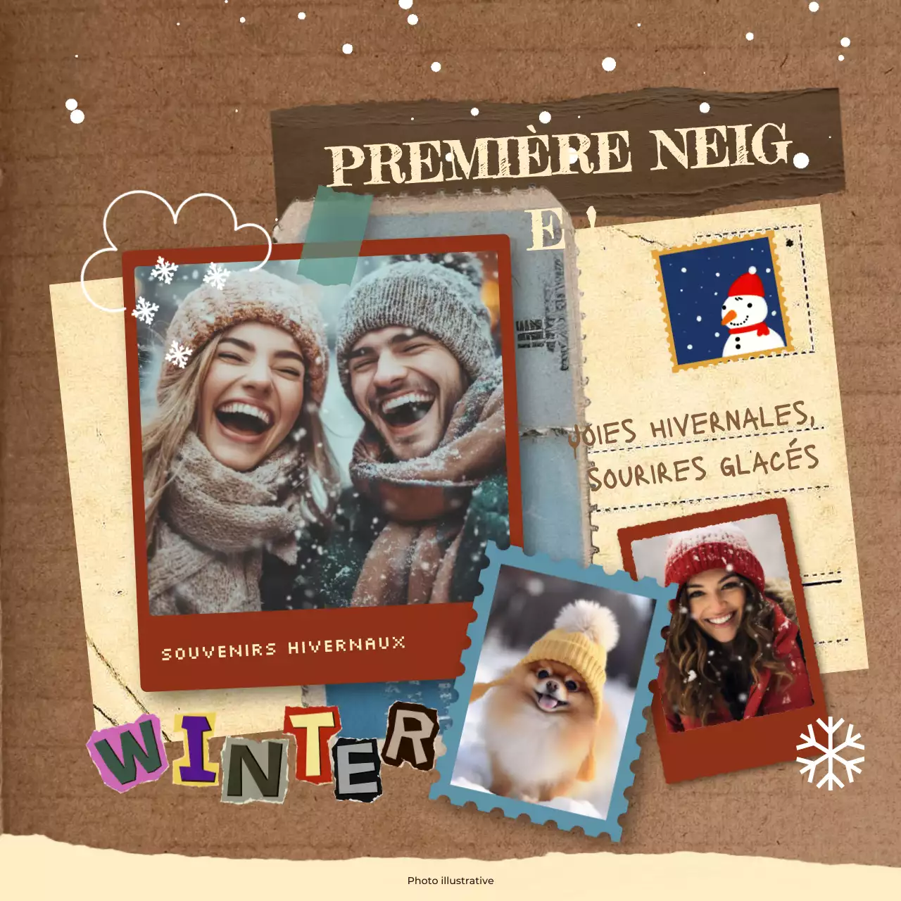 livre de contes d'hiver vintage marron