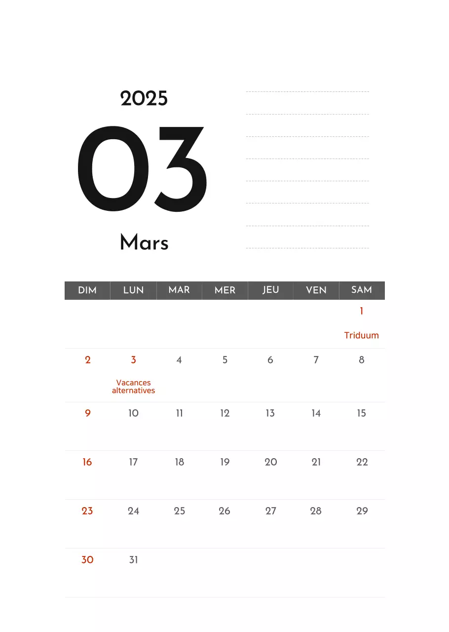 Calendrier d'entreprise simple et gris