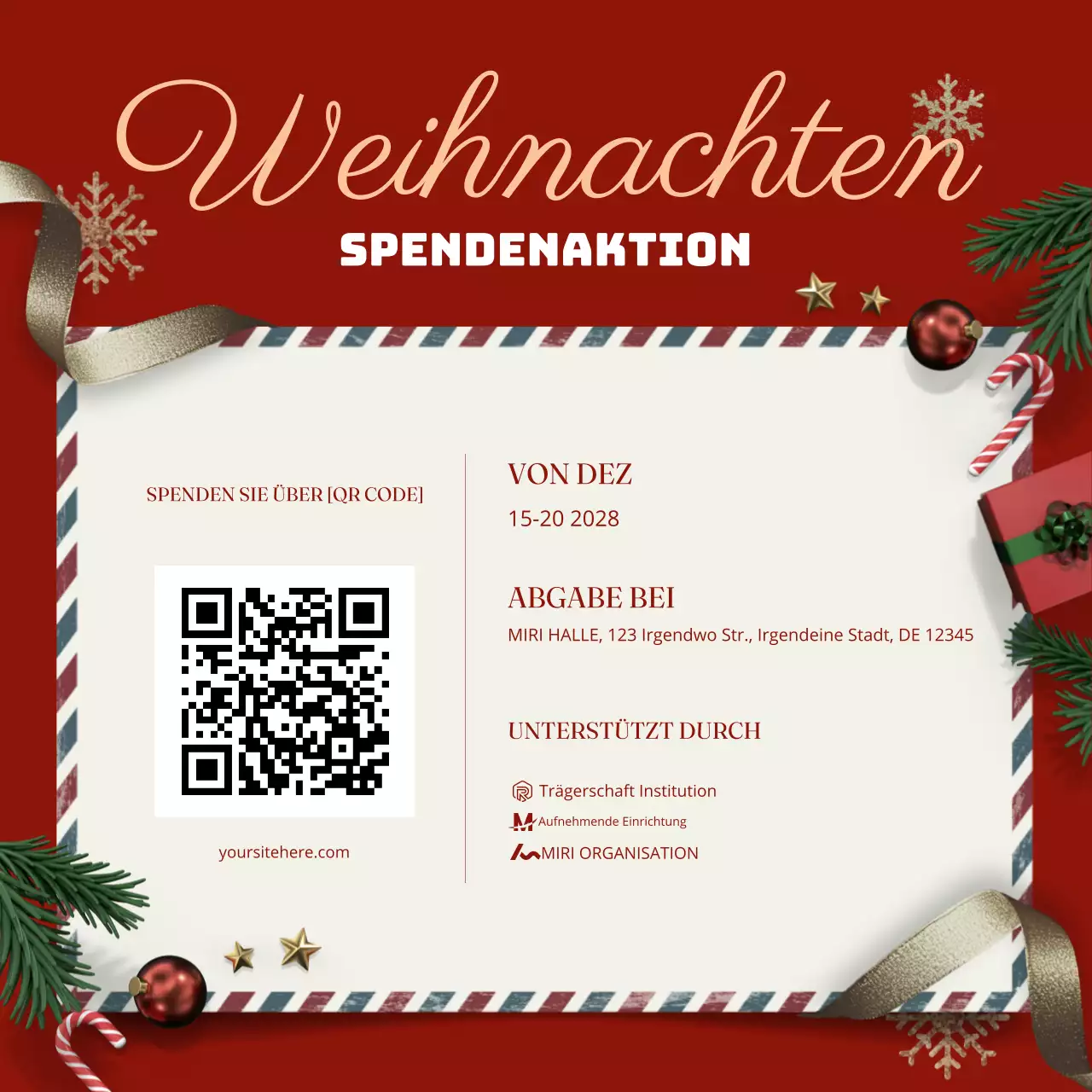 rote traditionelle Wohltätigkeitsanzeige