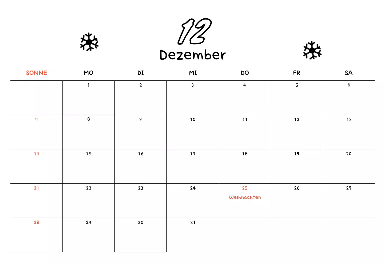 Gelber Neujahrskalender