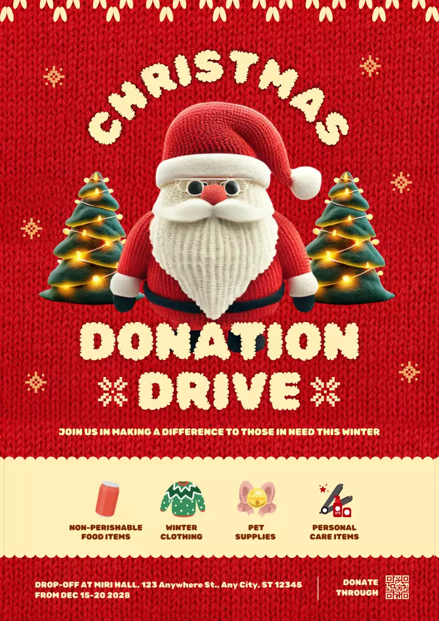 Red Traditional Christmas Donation Announcement Poster