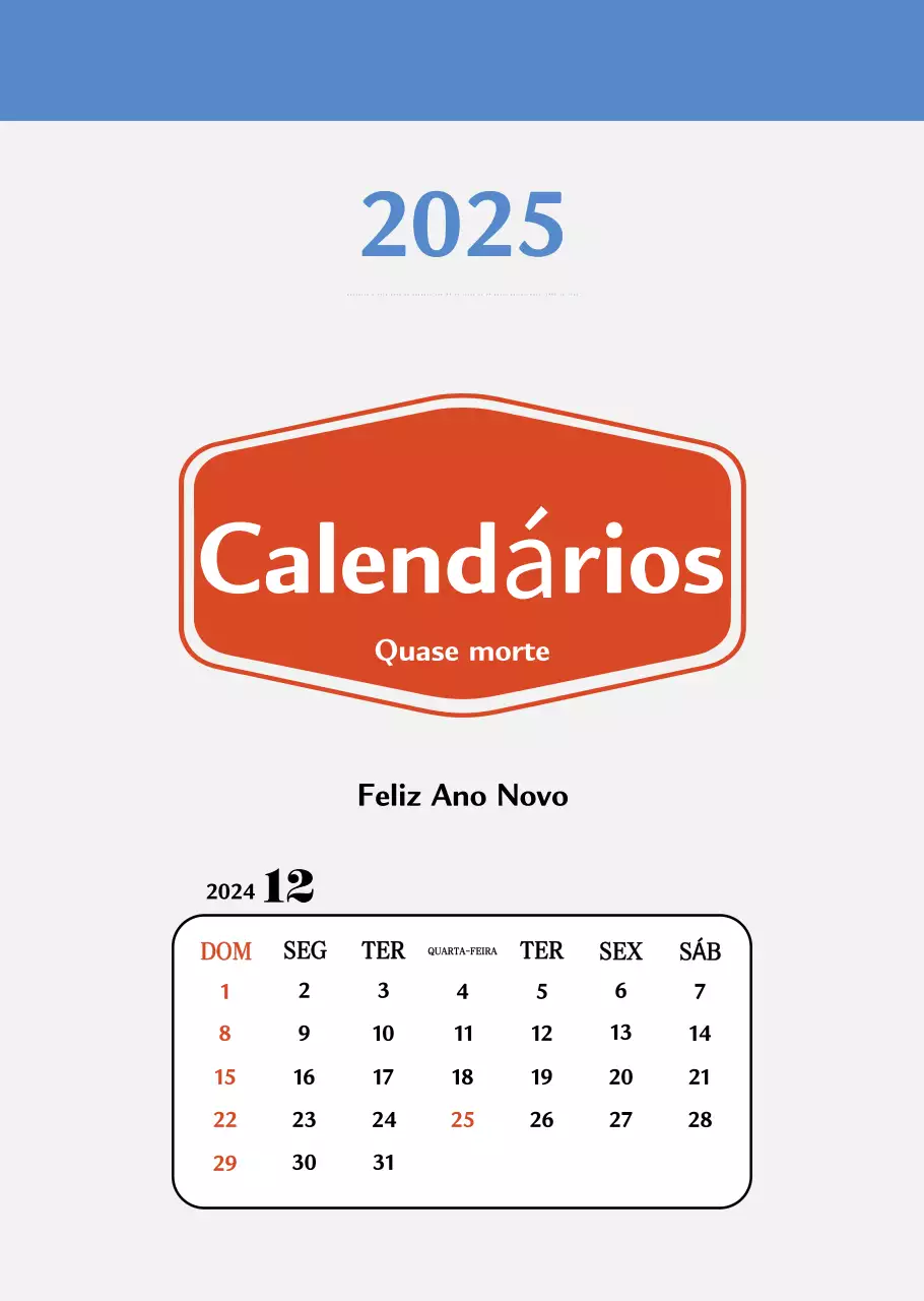 Calendário de memória com conceito retro em vermelho