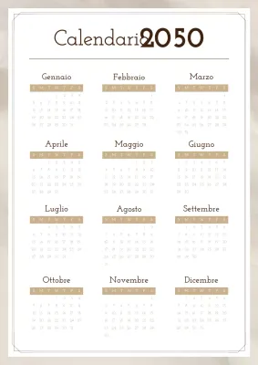 Semplice calendario fotografico in marrone e beige