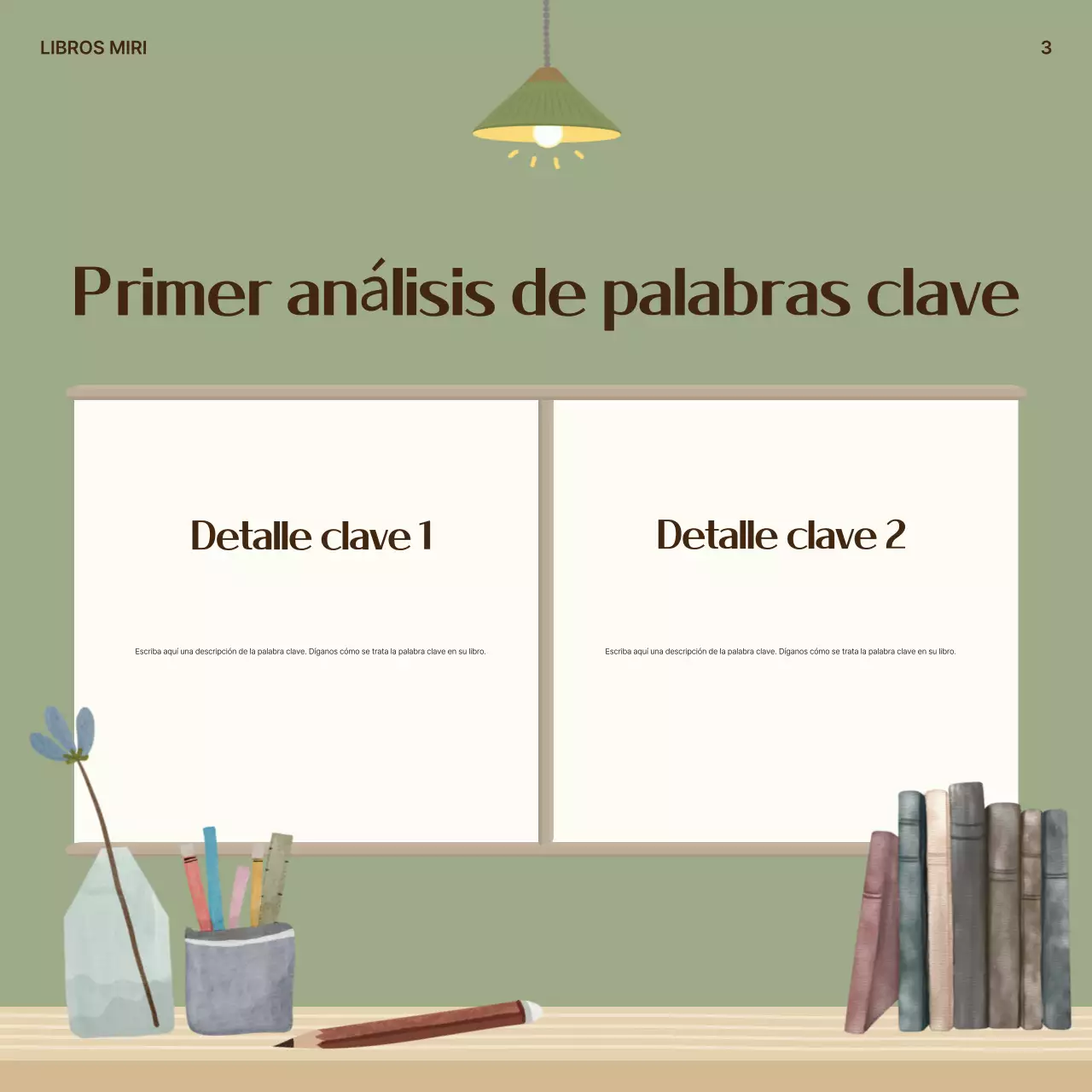 Un puesto limpio de resumen de libros en caqui y beige