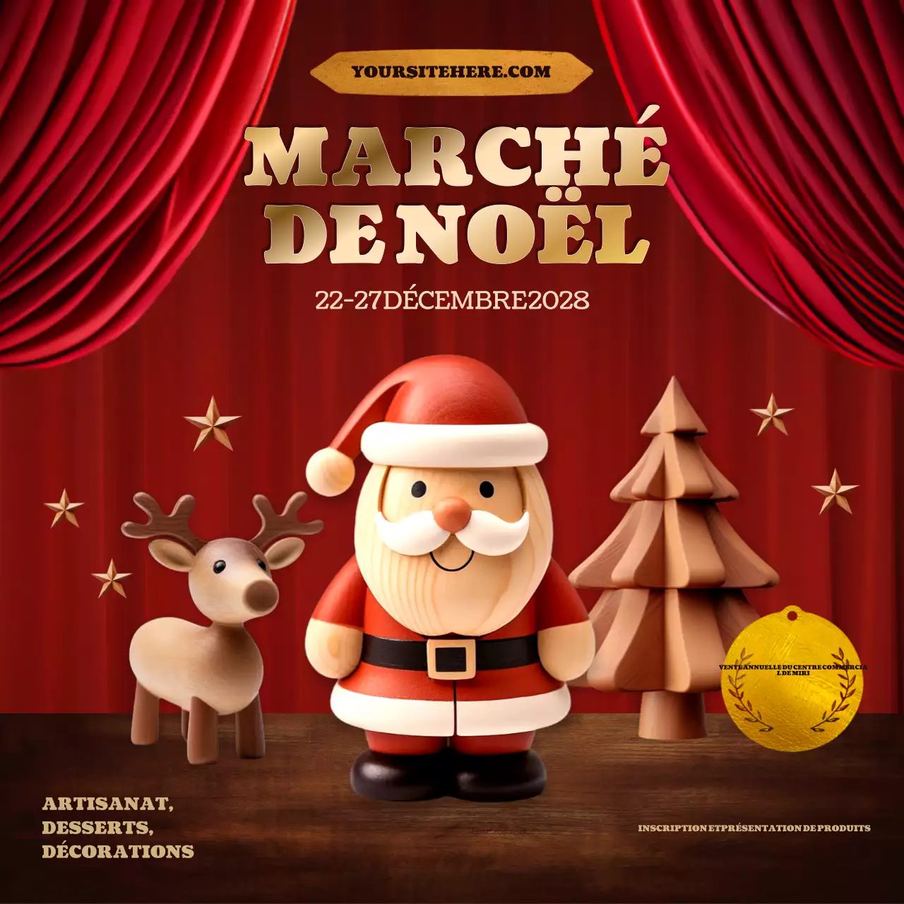 annonce d'événement de Noël vintage rouge