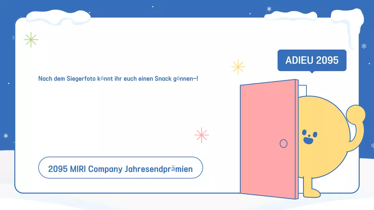 Eine blau-rosa Veranstaltungsankündigung zum Jahresende